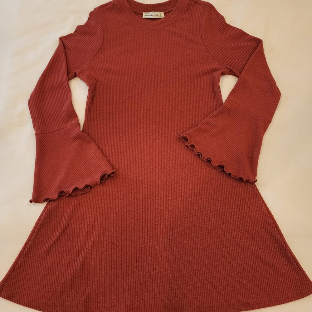 Abercrombie & Fitch Stretch Dress with Bell Sleeves. Size L Color Copper/Red
